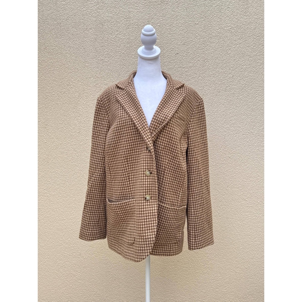 Ralph Lauren brown houndstooth single breasted wool blazer 18W